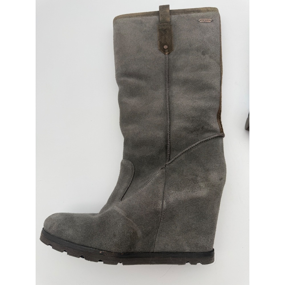 UGG Australia Amie Grey Suede Sheepskin Wedge Boots 1008718 Womens 8